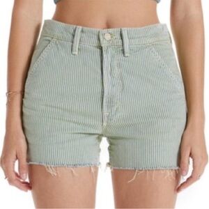 Mother High Waisted Utility Short Fray Size 32 Rainbow Choo Choo Lemon Drop